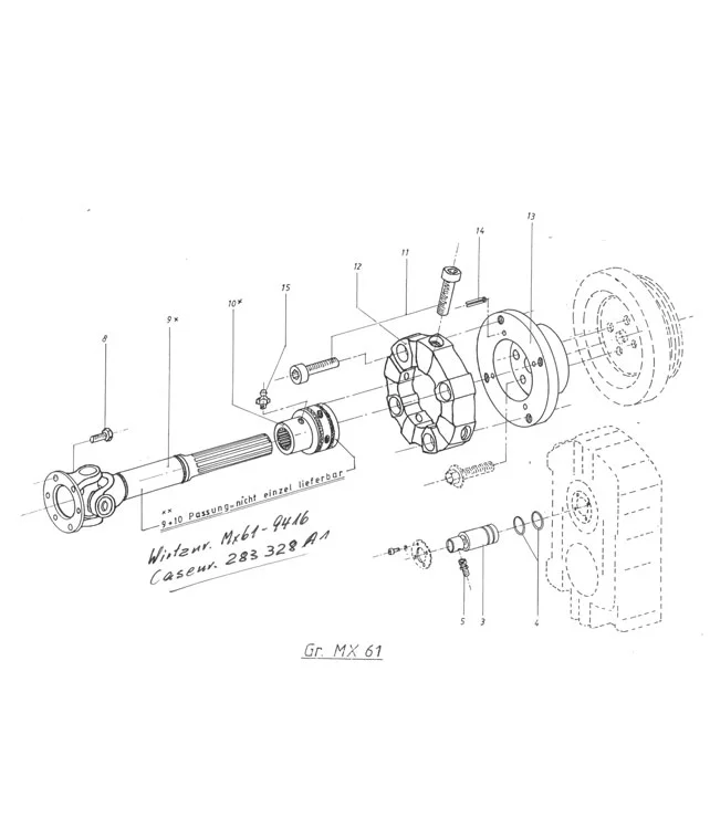 Wirtz Frontaftakas - Technische tekening en specificaties